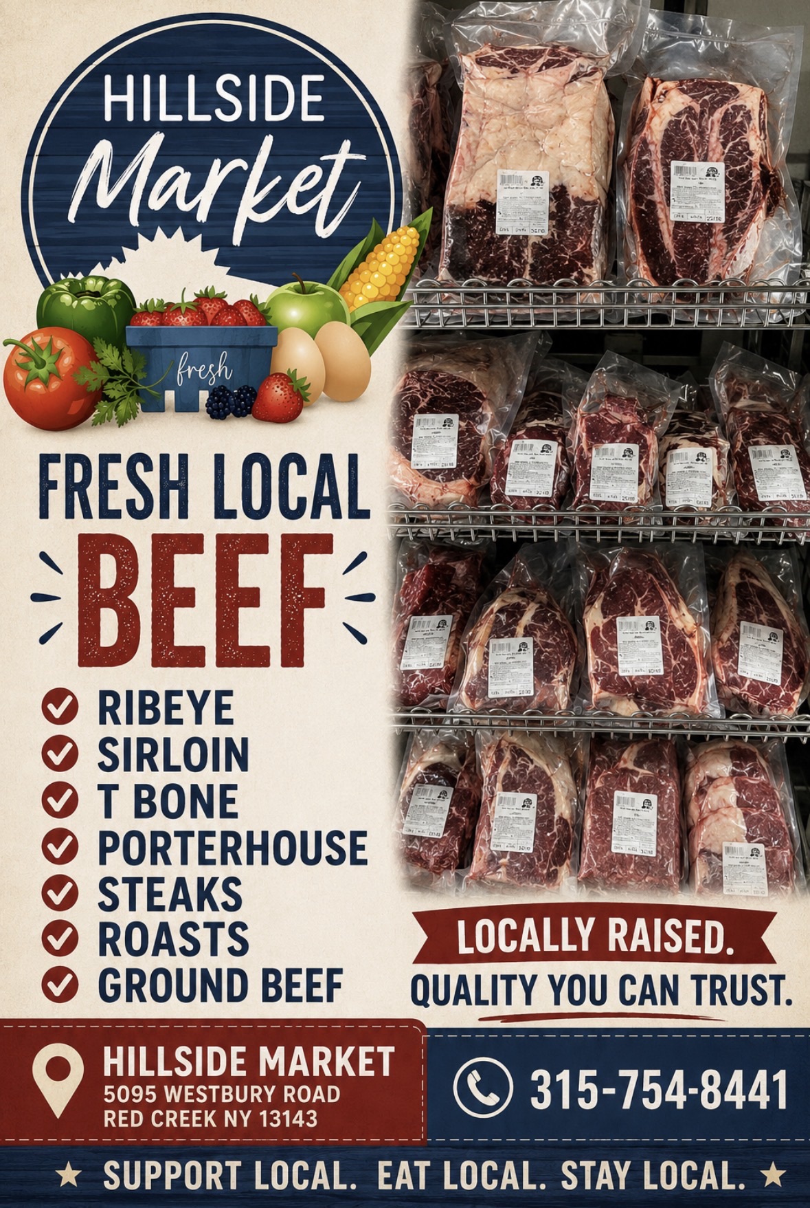 🥩 Fresh Local Beef Has Arrived at Hillside Market! 🥩