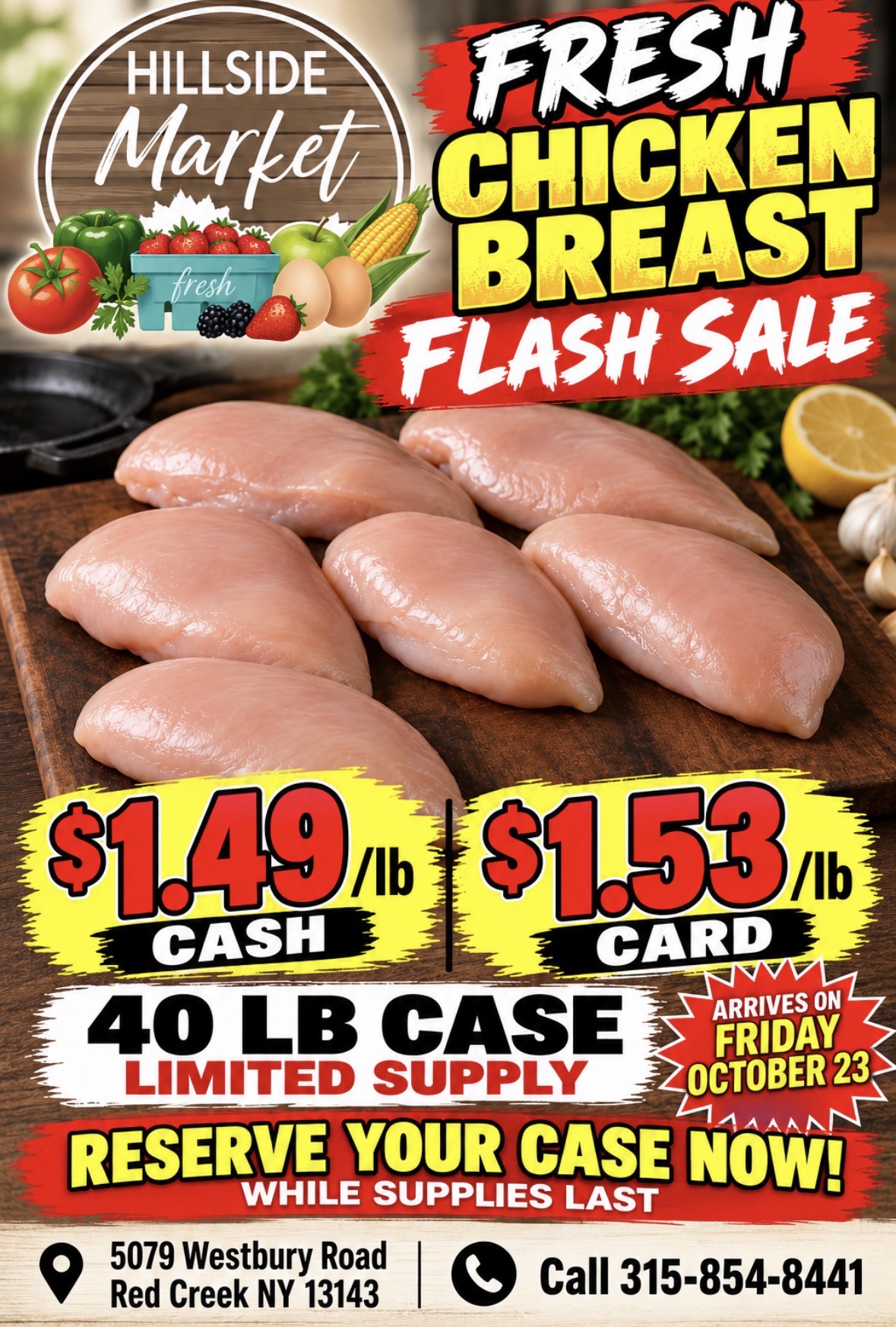 🍗🔥 CHICKEN BREAST FLASH SALE at Hillside Market! 🔥🍗